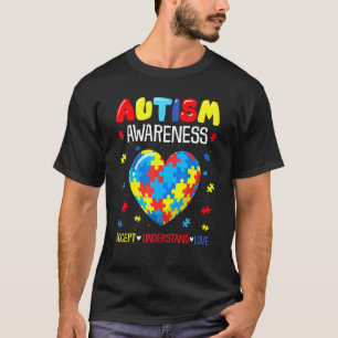 Puzzle Heart Accept verstehen Liebe Autismus Aware T-Shirt