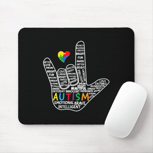 Puzzle Heart ASL Liebe Gebärdensprache Hand Autism Mousepad (Mit Mouse)