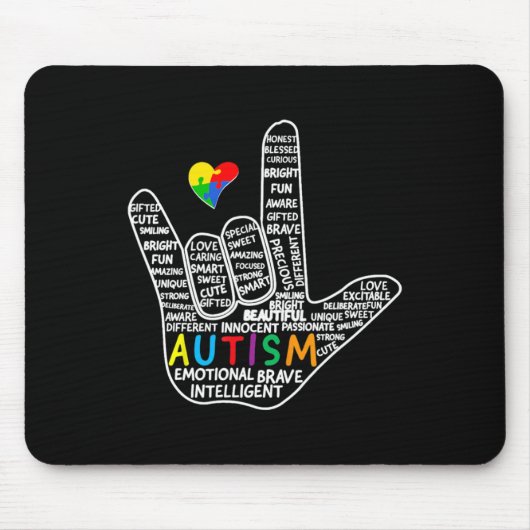 Puzzle Heart ASL Liebe Gebärdensprache Hand Autism Mousepad (Vorne)