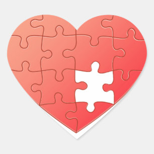 Puzzle Heart Herz-Aufkleber