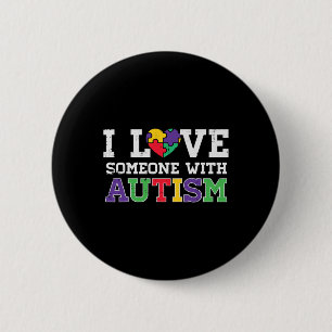 Puzzle Heart I Love Someone With Autism Awareness Button