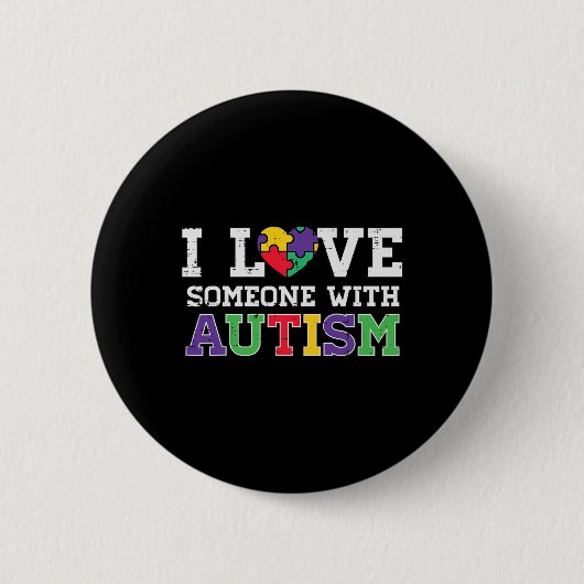 Puzzle Heart I Love Someone With Autism Awareness Button (Vorderseite)