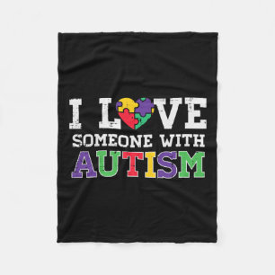 Puzzle Heart I Love Someone With Autism Awareness Fleecedecke
