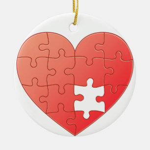 Puzzle Heart Keramikornament