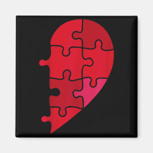Puzzle-Herz linke Hälfte Valentinstag Braut Bräuti Magnet