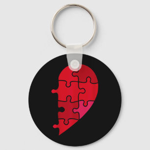 Puzzle-Herz linke Hälfte Valentinstag Braut Bräuti Schlüsselanhänger