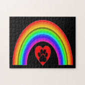 Puzzle Herz mit Pfote unter einem Regenbogen (Horizontal)