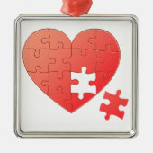 Puzzle Herz mit Stück Silbernes Ornament (Vorne)