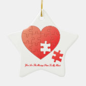 Puzzle Herz mit Vermisstem Stück Keramikornament (Vorne)