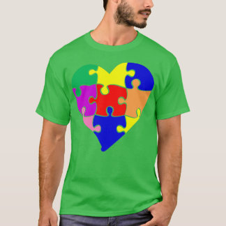 Puzzle Herz Shirt Farbenfrohe Autismus Bewusstsein
