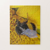 Puzzle Hummel auf Sonnenblumenblüte (Vertikal)