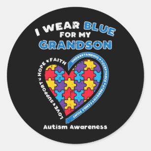 Puzzle ich trage Blue Grandson Autism Awareness Gr Runder Aufkleber