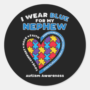 Puzzle ich trage Blue Nephew Autismus Awareness Fa Runder Aufkleber