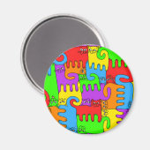 Puzzle Katzen "Rainbow" 1 Magnet (Vorderseite/Rückseite)