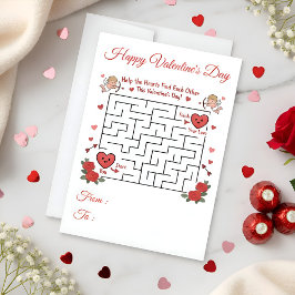 Puzzle-Labyrinth-Spiel Herz-Matching rote Rosen Feiertagskarte