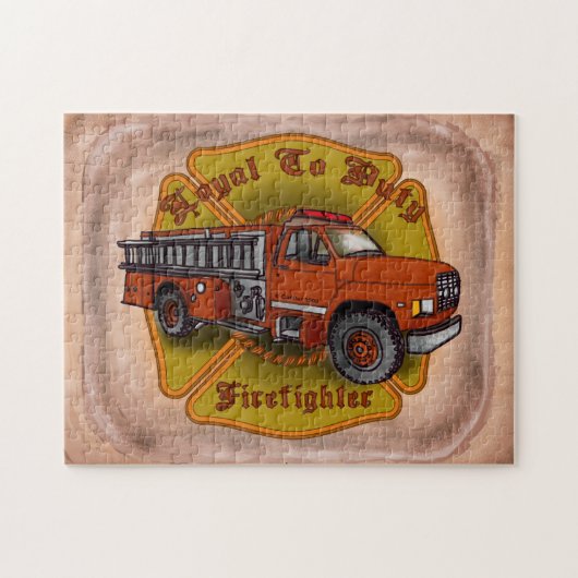 Puzzle "Loyal to Duty Fire Truck Feuerwehrmann" (Horizontal)