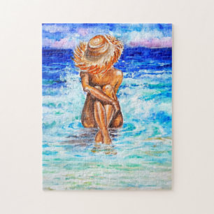 Puzzle-Malerei für Frauen und Meer Puzzle