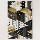 Puzzle mit abstraktem Gold und schwarzen Dreiecken (Vertikal)
