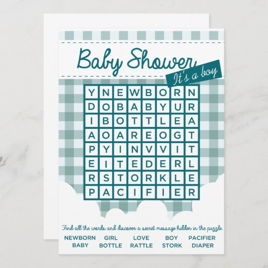 Puzzle mit Babydusche Einladung (Vorne/Hinten)