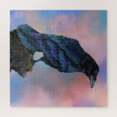 Puzzle mit Big Black Common Raven bei Sonnenunterg (Horizontal)