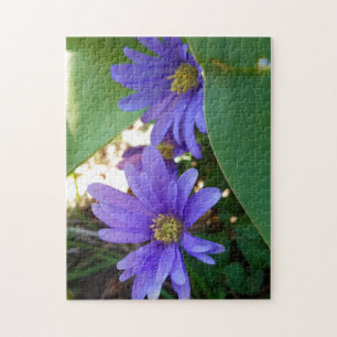 Puzzle mit blauen Fotos aus der kreativen Blume