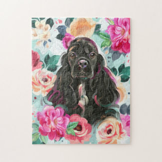 Puzzle mit Blumencocker spaniel art