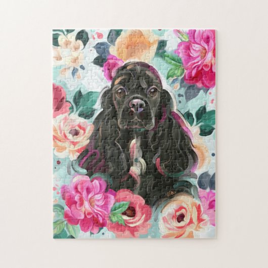 Puzzle mit Blumencocker spaniel art (Vertikal)