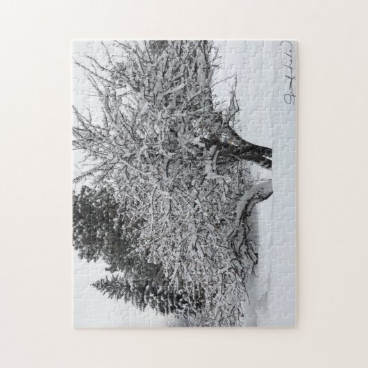 Puzzle mit dem ersten Schneebaum (Vertikal)
