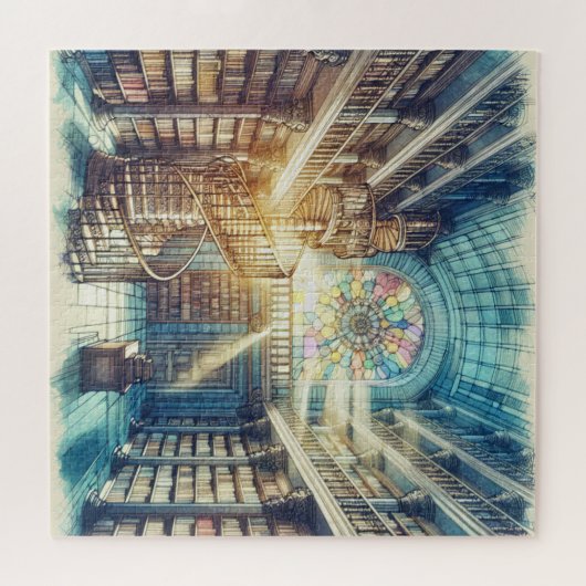 Puzzle mit der alten Bibliothek giftbox (Horizontal)