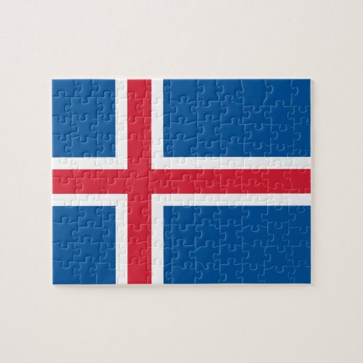 Puzzle mit der Flagge Islands (Horizontal)