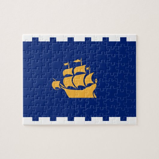 Puzzle mit der Flagge von Quebec City, Kanada (Horizontal)