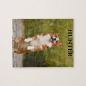 Puzzle mit einem Corgi-Bild und personalisiertem N (Horizontal)