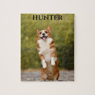 Puzzle mit einem Corgi-Bild und personalisiertem N