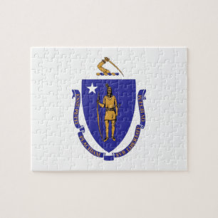Puzzle mit Flag von Massachusetts Staat