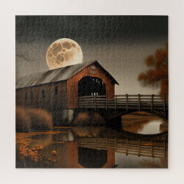 Puzzle mit gedeckter Brücke und Harvest Moon