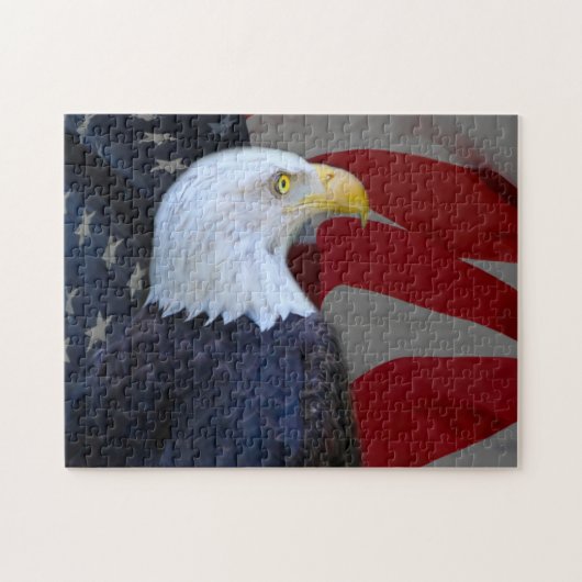 Puzzle mit Geschenkboxen/Bald Adler mit amerikanis (Horizontal)