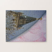 Puzzle mit Geschenkboxen/Kirchenstück mit rosa Ros (Horizontal)