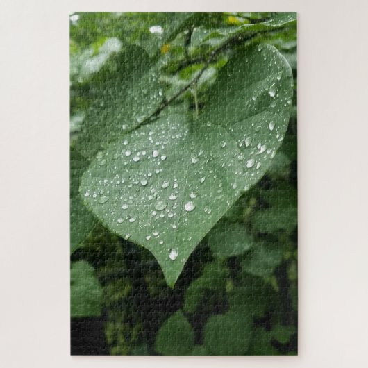Puzzle mit grünem Leaf und Regentropfen (Vertikal)
