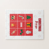 Puzzle mit Illustriertem Weihnachtsgeschenk in Rot (Horizontal)