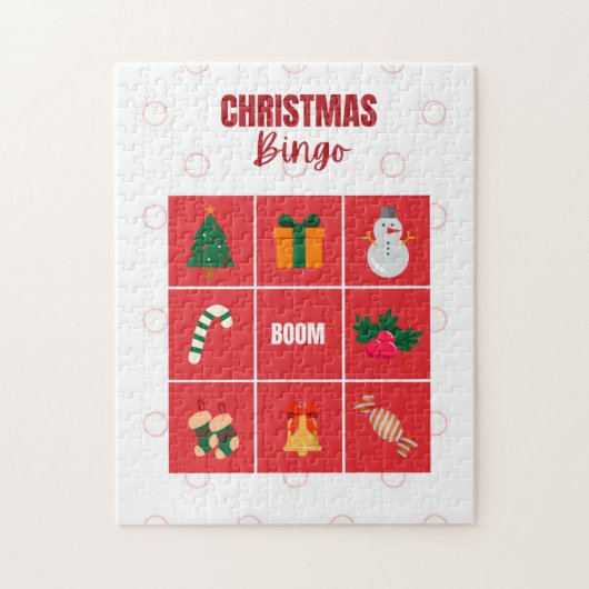 Puzzle mit Illustriertem Weihnachtsgeschenk in Rot (Vertikal)