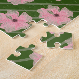 Puzzle mit rosa Blumen und Streifen