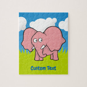 Puzzle mit rosa Elefanten-Cartoon