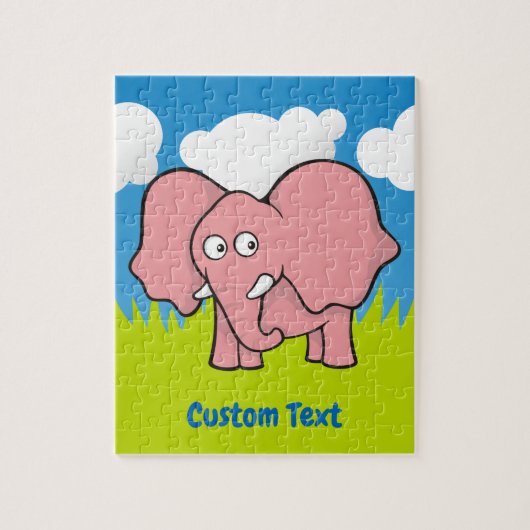 Puzzle mit rosa Elefanten-Cartoon (Vertikal)