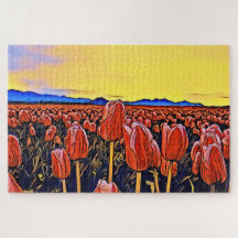 Puzzle mit rotem Tulip-Feld