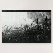 Puzzle mit schwarzem und weißem Kran (Horizontal)