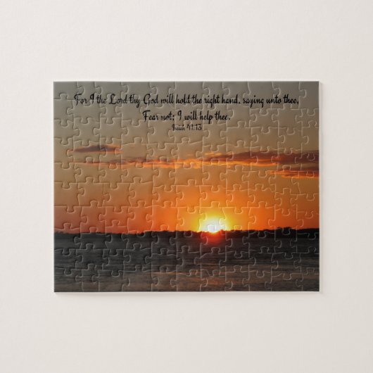 Puzzle mit Sonnenuntergang-Foto-u. Bibel-Zitat (Horizontal)