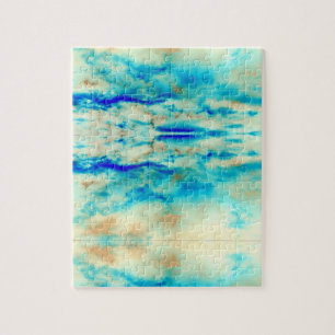 Puzzle mit türkisfarbenem Puzzle aus abstrakter Ku