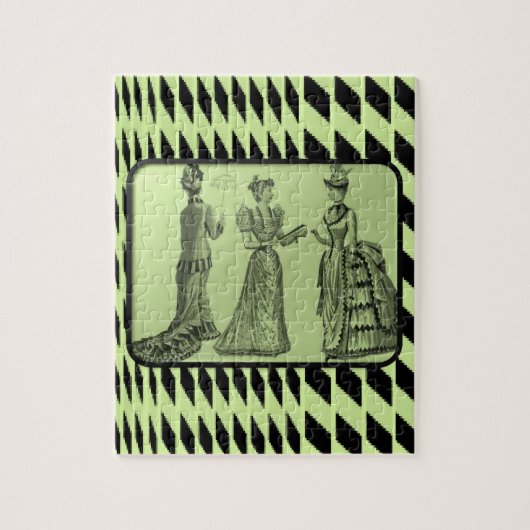 Puzzle mit Vintagen grünen Frauen (Vertikal)