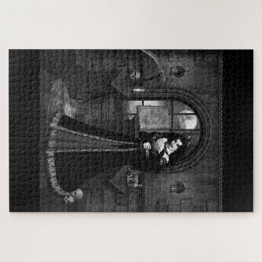 Puzzle mujer vampiro gotico blanco y negro (Horizontal)