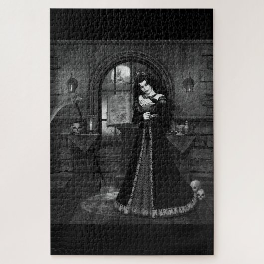 Puzzle mujer vampiro gotico blanco y negro (Vertikal)